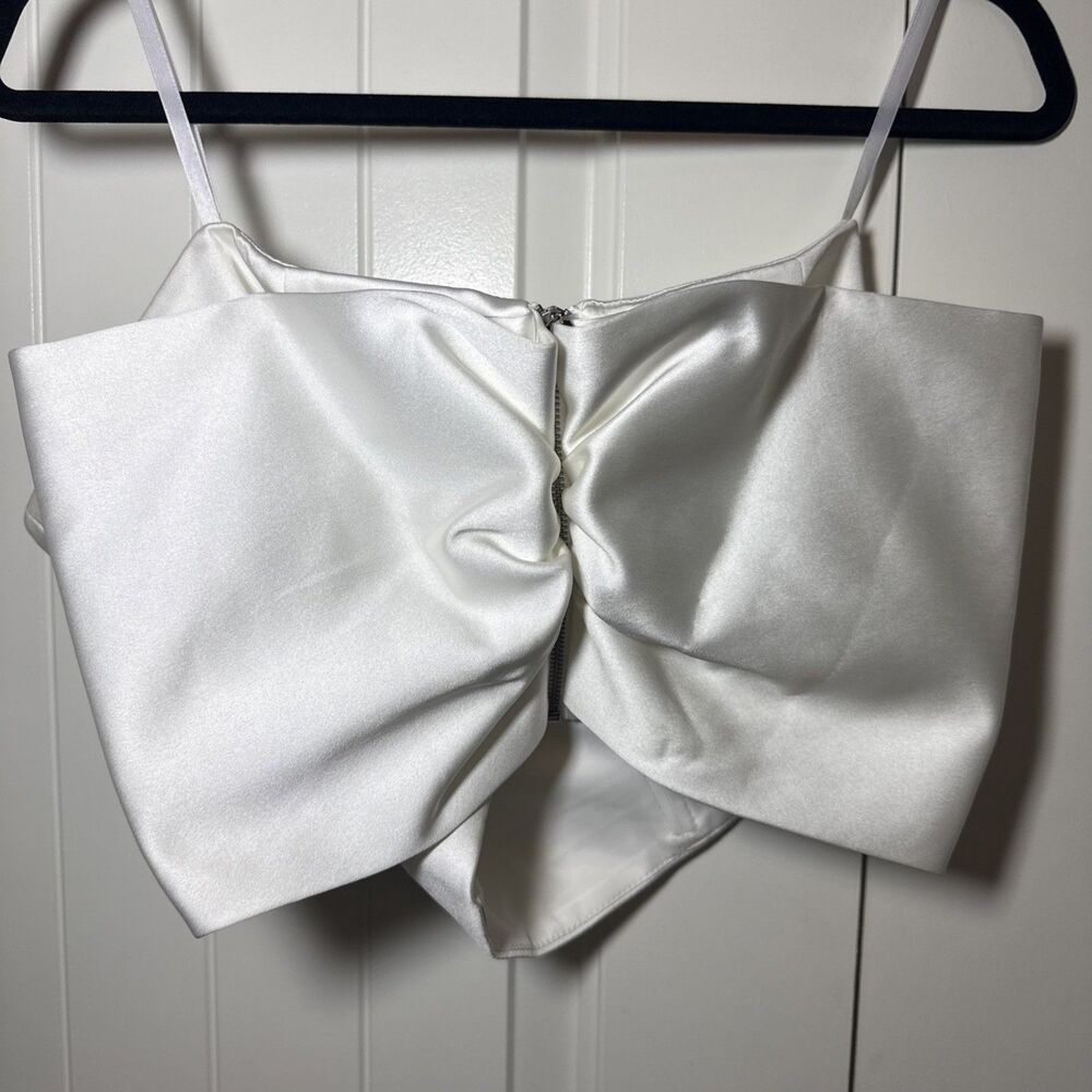 Coast Bow Zip Up Wht Silky Strapless Top sz 8